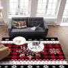 Snowflakes Christmas Area Rugs, Red and Black Plaid Easy Clean Rug, Soft Non-Skid Carpet Throw Rug for Kids Teen Girls Boys Bedroom, Living Room Bathroom Classroom Office 5ftx8ft view 3