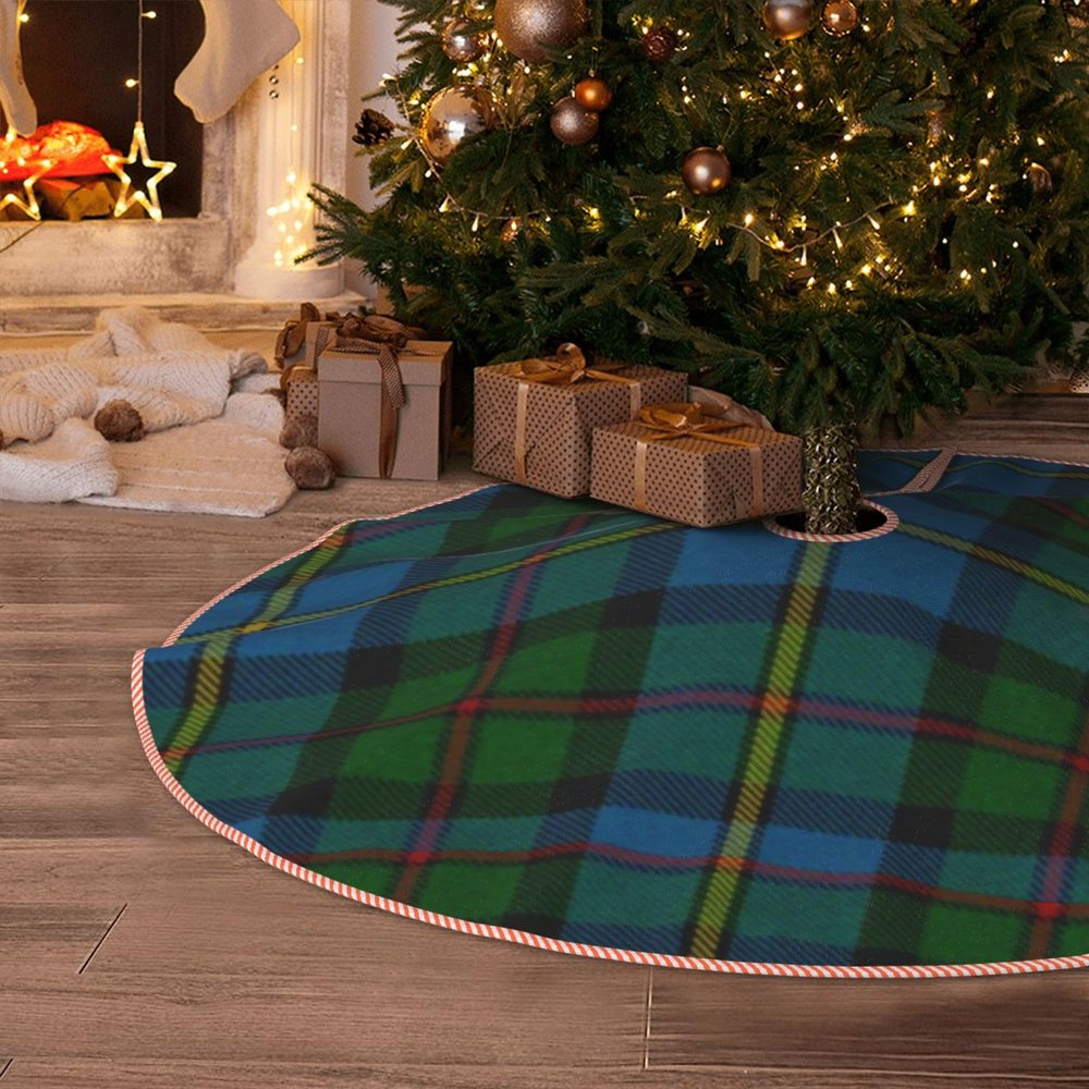 DKJlitter Christmas Tree Skirt, Clan MacLeod Tartan Plaid Xmas Tree Skirts Mat Farmhouse Rustic Xmas Holiday Indoor Party Outdoor Decoration 36 inches