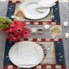 4th of July Placemats Set of 2, Woven Placemat Washable Wipeable Table Placemat with Pocket, Holiday Cloth Table Mat for Party Kichen Dinner Independence Day Retro Star Red Stripes view 3