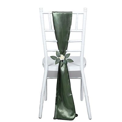 Balsa Circle 20 Eucalyptus Green Satin Chair Sashes Bows Ties for Wedding Decorations Party Supplies Events Chair Covers Decor Banquet Reception