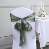 Balsa Circle 20 Eucalyptus Green Satin Chair Sashes Bows Ties for Wedding Decorations Party Supplies Events Chair Covers Decor Banquet Reception view 3