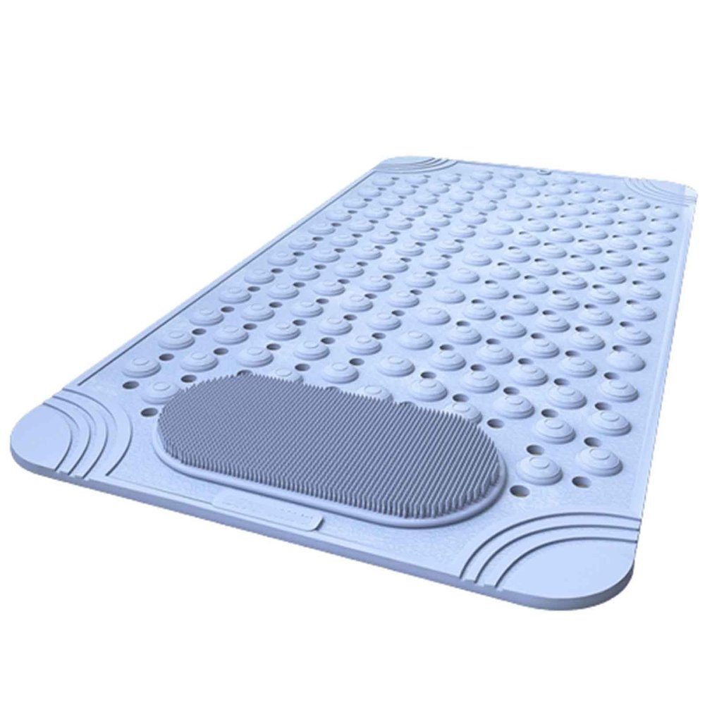JUSHZ Bath Mat Bath Mats for Bathroom Mat Non Slip Washable Bathmat Shower Outside Rug Dense Drainage Holes Strong Suction Cup on The Back (50x80cm,Blue)