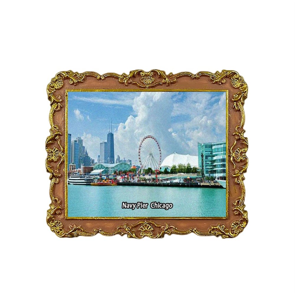 Navy Pier Chicago Illinois USA Refrigerator Magnet 3D Travel Souvenir Fridge Decoration Magnetic Sticker Craft Collection