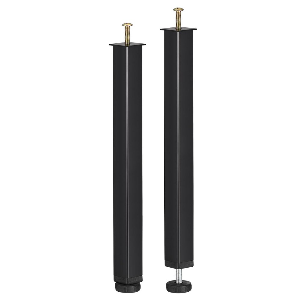 uxcell 2pcs Adjustable Height Bed Frame Support Legs Replacement Bed Rail Support Center Frame Slat Feet Risers(350mm-370mm/13.8"-14.6"), Black