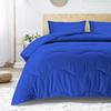 3 Piece Wavy Stitching Comforter Royal Blue, Soft Breathable All Season Full/Queen Size, Duvet Insert, Lightweight Winter Warm Microfiber Down Alternative Quilt with Corner Tabs - 90x90 inch view 2