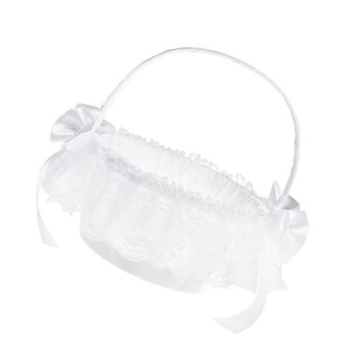 STOBAZA Wedding Lace Flower Basket White Flower Girl Baskets for Wedding Perfect for Ceremony Decor