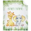 BUYYET Elephant Giraffe Custom Baby Fleece Flannel Gift Blanket Lightweight Soft Throw Blanket Cute Cozy Blanket for Bed Couch Travel Outdoor 90"x120" view 1