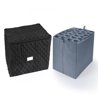 Covermates Keepsakes - Adjustable Glassware Storage - Padded Protection - ID Window - Stain Resistant - Machine Washable - China Storage, Black