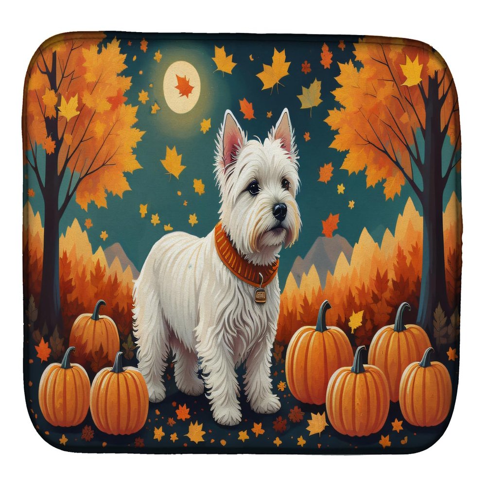 Caroline's Treasures DAC1080DDM Westie Fall Dish Drying Mat Absorbent Dish Drying Mat Pad for Kitchen Counter Dish Drainer Mat for Countertop, 14 x 21", Multicolor