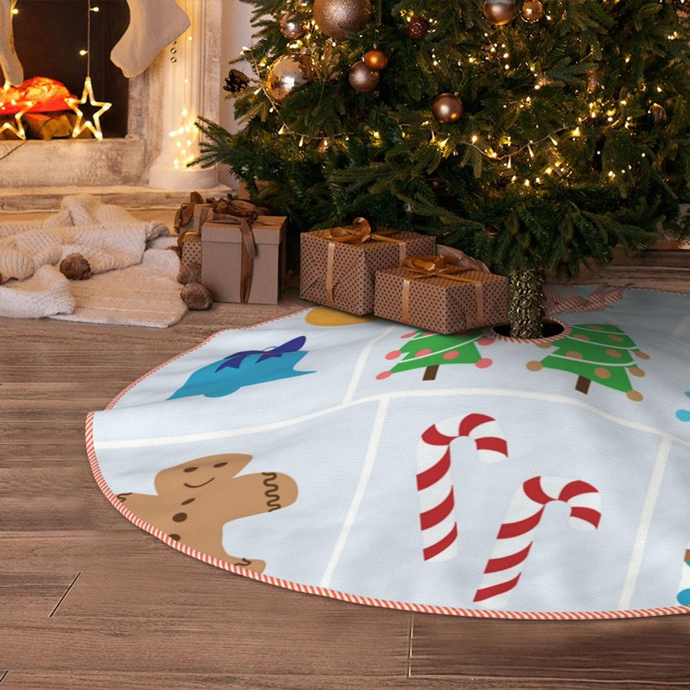 MIZIBAO Christmas Tree Skirt Light Blue Christmas Pattern Rustic Xmas Tree Skirts Mat Festive Decoration for Merry Christmas and New Year Holiday Party 30"