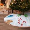 MIZIBAO Christmas Tree Skirt Light Blue Christmas Pattern Rustic Xmas Tree Skirts Mat Festive Decoration for Merry Christmas and New Year Holiday Party 30" view 1
