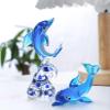 DECRZPB Handmade Glass Blue Dolphin Figurine Blown Glass Coloured Glaze Paperweights Birthday Gift Table Ornaments Home Decor view 3