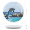 10" Decorative Porcelain Plate Ocean Dolphin Jumping Ceramic Ornament Art Home Decor Modern Wall Hanging Plate with Display Stand Collectible Round Plate Holiday Party Favor view 2