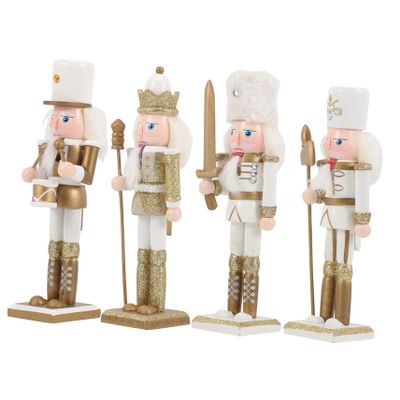 BCOATH 4pcs Wooden Nutcracker Xmas Decor Tabletop Ornament for Christmas Party Adorable Nutcracker Figurines for Home Decoration Present for Boys and Girls Holidays