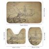 Rustic Nautical Octopus 4 Pcs Waterproof Shower Curtain Set,Vintage Farmhouse Wooden Pirate Ship Anchor Octopus with Waterproof Toilet Cover Shower Mat Rugs view 3