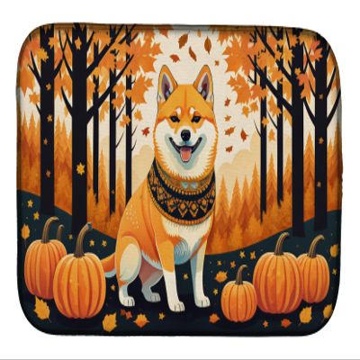 Caroline's Treasures DAC1072DDM Shiba Inu Fall Dish Drying Mat Absorbent Dish Drying Mat Pad for Kitchen Counter Dish Drainer Mat for Countertop, 14 x 21", Multicolor