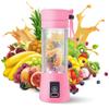 Portable Blender - Compact and USB Rechargeable Personal Travel Blenders for Smoothies, Shakes and Ice - Mini Fruit Juice Mixing Shaker Bottle - 380ml, Pink view 1