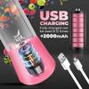 Portable Blender - Compact and USB Rechargeable Personal Travel Blenders for Smoothies, Shakes and Ice - Mini Fruit Juice Mixing Shaker Bottle - 380ml, Pink view 2