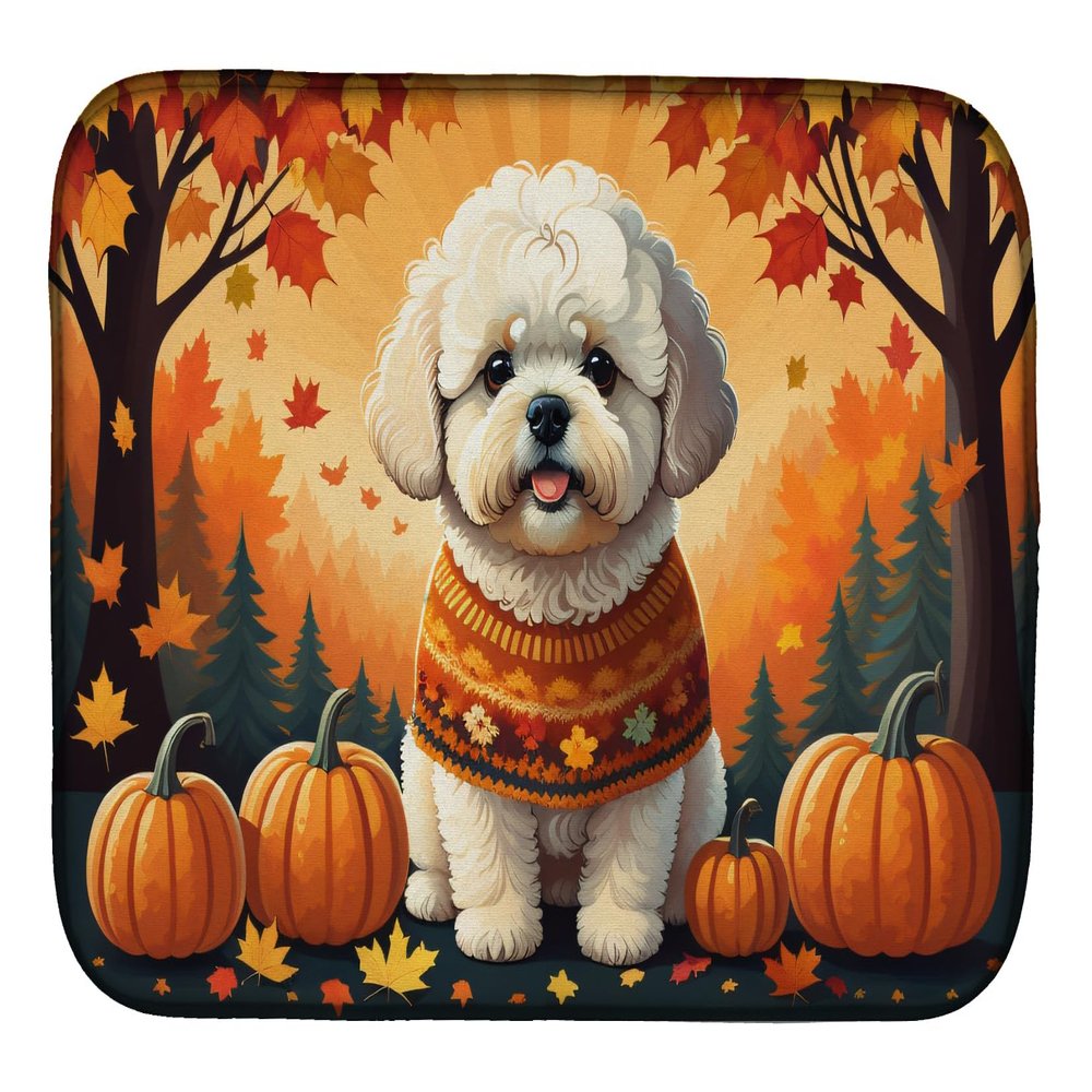Caroline's Treasures DAC1020DDM Bichon Frise Fall Dish Drying Mat Absorbent Dish Drying Mat Pad for Kitchen Counter Dish Drainer Mat for Countertop, 14 x 21", Multicolor
