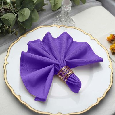 20 pcs 17-Inch Purple Polyester Luncheon Napkins - for Wedding Party Reception Events Restaurant Kitchen Home