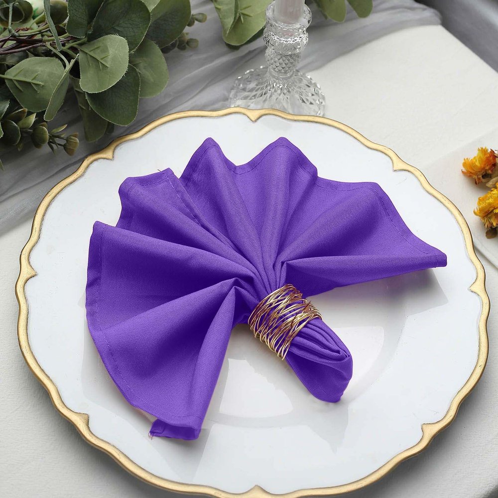 20 pcs 17-Inch Purple Polyester Luncheon Napkins - for Wedding Party Reception Events Restaurant Kitchen Home