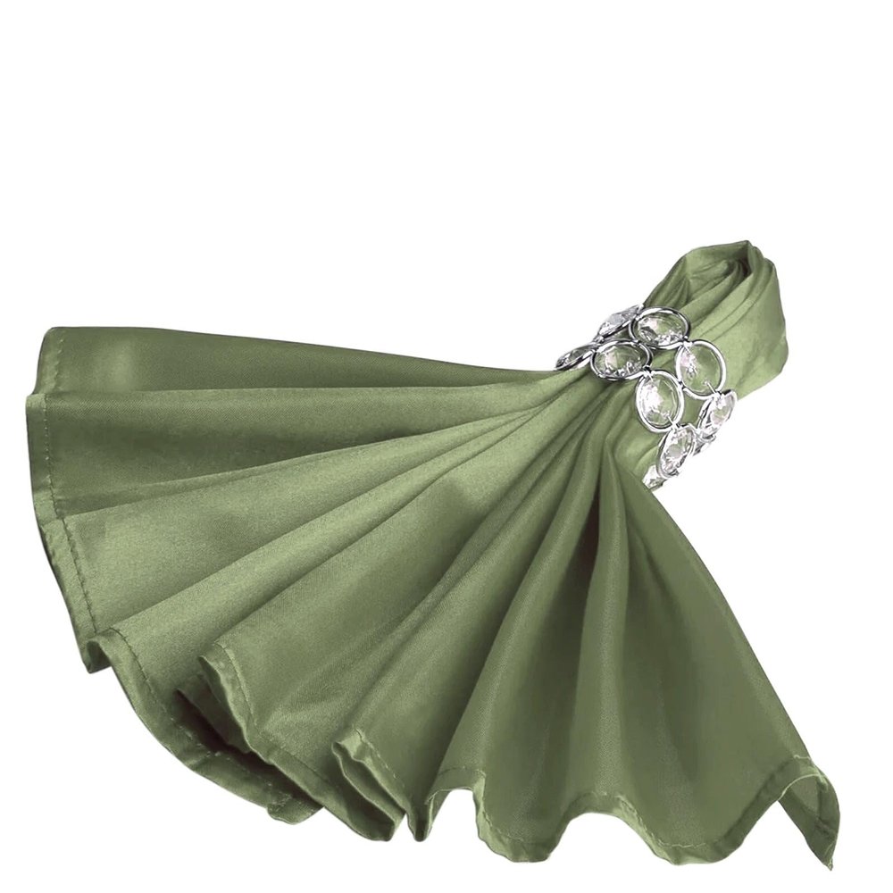 50 pcs 20-Inch Eucalyptus Green Satin Dinner Napkins - for Wedding Party Reception Events Restaurant Kitchen Home