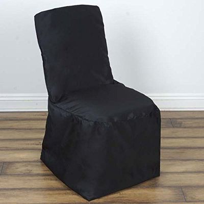 Tableclothsfactory 20 PCS Black Square Top Polyester Banquet Chair Cover Dinning Event Slipcover for Wedding Party Banquet Catering