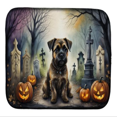 Caroline's Treasures DAC2019DDM Border Terrier Spooky Halloween Dish Drying Mat Absorbent Dish Drying Mat Pad for Kitchen Counter Dish Drainer Mat for Countertop, 14 x 21", Multicolor