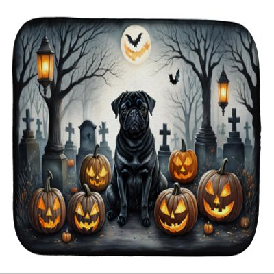 Caroline's Treasures DAC2066DDM Black Pug Spooky Halloween Dish Drying Mat Absorbent Dish Drying Mat Pad for Kitchen Counter Dish Drainer Mat for Countertop, 14 x 21", Multicolor