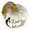 Black White Orange Halloween Pumpkin Figurines Trick or Treat Witch Beware (White) view 2