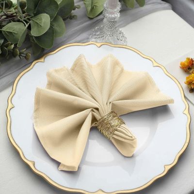 Balsa Circle 60 pcs 17-Inch Beige Polyester Luncheon Napkins - for Wedding Party Reception Catering Events Restaurant Kitchen Home