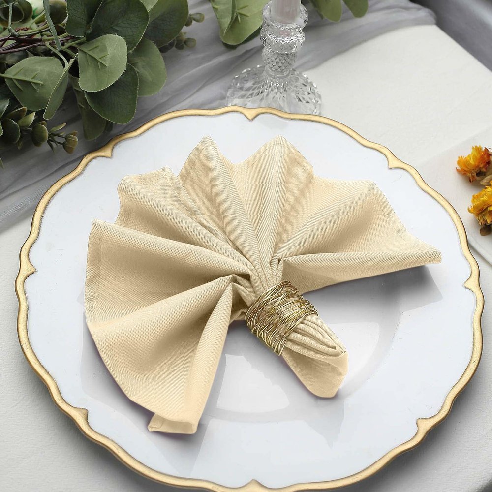 Balsa Circle 60 pcs 17-Inch Beige Polyester Luncheon Napkins - for Wedding Party Reception Catering Events Restaurant Kitchen Home