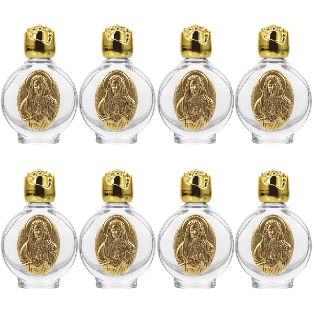 ABOOFAN 8pcs Glass Holy Water Bottles Empty Refillable Holy Water Container Holder for Easter Halloween Catholic Christian Baptism Party Prop