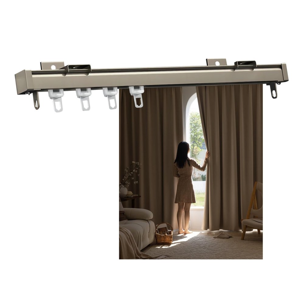 Curtain Rail Track Quiet, Curtain Rail For Bay Window Custom Top/side Mounted Curtain Rails Aluminium Alloy Strong Load-bearing Flexible Curtain Track