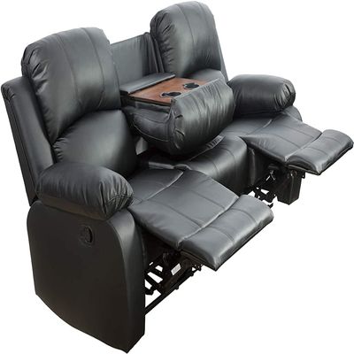 AYCP Bonded Leather Living Room Furniture Set Reclining Sofa Set Loveseat Furniture Sets in Living Room Sofa Recliners (Sofa, Black)