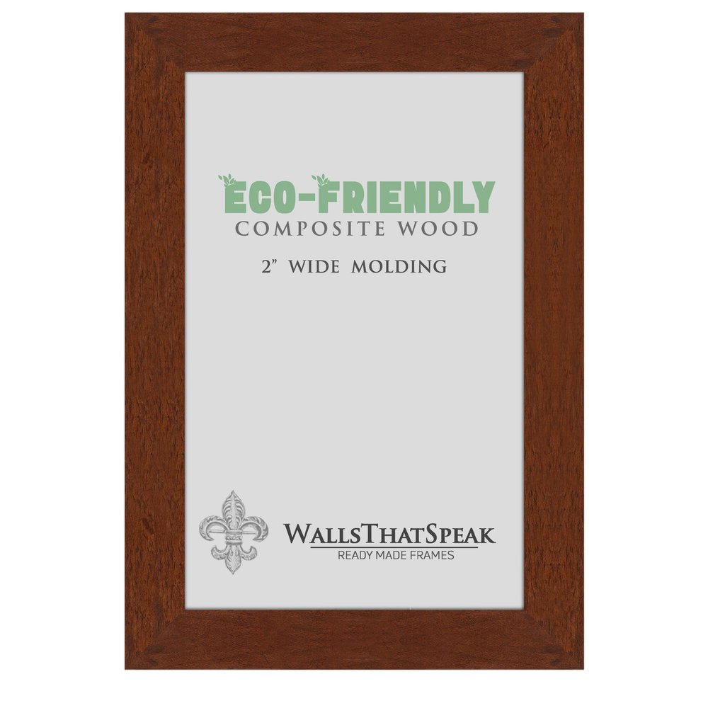 wallsthatspeak 13x21 Dark Walnut Rustic Pine Picture Frame for Posters Puzzles or Artwork, 2-Inch Wide Border Moulding Photo Frames