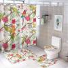 Brebasf Watercolour Parrot 4 Pcs Waterproof Shower Curtain Set Vintage Tropical Forest Parrot Floral Tree with Waterproof Toilet Cover Shower Mat Rugs,72" W x 72" L view 1