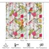 Brebasf Watercolour Parrot 4 Pcs Waterproof Shower Curtain Set Vintage Tropical Forest Parrot Floral Tree with Waterproof Toilet Cover Shower Mat Rugs,72" W x 72" L view 2