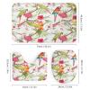 Brebasf Watercolour Parrot 4 Pcs Waterproof Shower Curtain Set Vintage Tropical Forest Parrot Floral Tree with Waterproof Toilet Cover Shower Mat Rugs,72" W x 72" L view 3