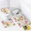Brebasf Watercolour Parrot 4 Pcs Waterproof Shower Curtain Set Vintage Tropical Forest Parrot Floral Tree with Waterproof Toilet Cover Shower Mat Rugs,72" W x 72" L view 4