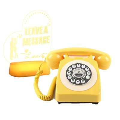 Premium Message Book Audio Phone with Free 3D Heart Leave A Message LED Wedding Sign,Original Audio Guest Book Telephone for Wedding Party Birthday Confession Audio Voicemail Gathering (Yellow)