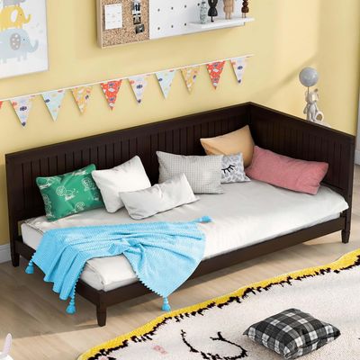 Anwick Wood Daybed Frame,Twin Bed Frames with Headboard and Back,Low Profile Day Bed with Solid Wood Slat Support for Toddlers,Kids,Teens,Adults,Easy Assemble (Twin, Espresso)