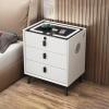 WZDHYYWS Smart Nightstand with Wireless Charging Station, Smart Side Table with Fingerprint Lock and Speaker, Modern Nightstand, Bedroom Side Table, Living Room, Sofa Table.,White,3 Floors view 1