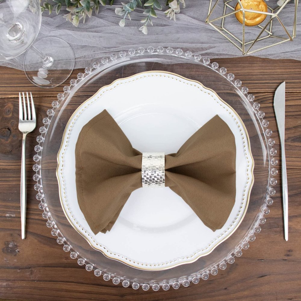Balsa Circle 10 pcs 17-Inch Taupe Polyester Luncheon Napkins - for Wedding Reception Events Catering Restaurant Kitchen Decoration