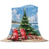 LEOKOTI Coastal Christmas Throw Blanket Flannel Fleece, Soft Plush Cozy Baby Blankets, Xmas Tree Nautical Beach Shell Blankets Throws Warn Fuzzy Blanket for Couch/Sofa/Chair/Travel 50"x80" view 1