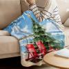 LEOKOTI Coastal Christmas Throw Blanket Flannel Fleece, Soft Plush Cozy Baby Blankets, Xmas Tree Nautical Beach Shell Blankets Throws Warn Fuzzy Blanket for Couch/Sofa/Chair/Travel 50"x80" view 3