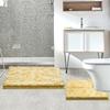 Bathroom Rugs Sets 2 Piece, Ultra Soft Absorbent Bath mat Chenille Bathroom Rug, Antiskid Bath mats Washable Bathroom mat (20x32 inch + 20x20inch U-Shaped) Beige view 2