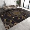 ELLECO Star Line Zigzag Art Area Rugs, Golden Greek Cultural Symbols Indoor Non-Slip Kids Rug, Upholstery Rug with Non-Slip Backing for Kids Boys Girls Bedroom Living Room Dining Room Study 6ftx8ft view 1