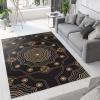 ELLECO Star Line Zigzag Art Area Rugs, Golden Greek Cultural Symbols Indoor Non-Slip Kids Rug, Upholstery Rug with Non-Slip Backing for Kids Boys Girls Bedroom Living Room Dining Room Study 6ftx8ft view 3