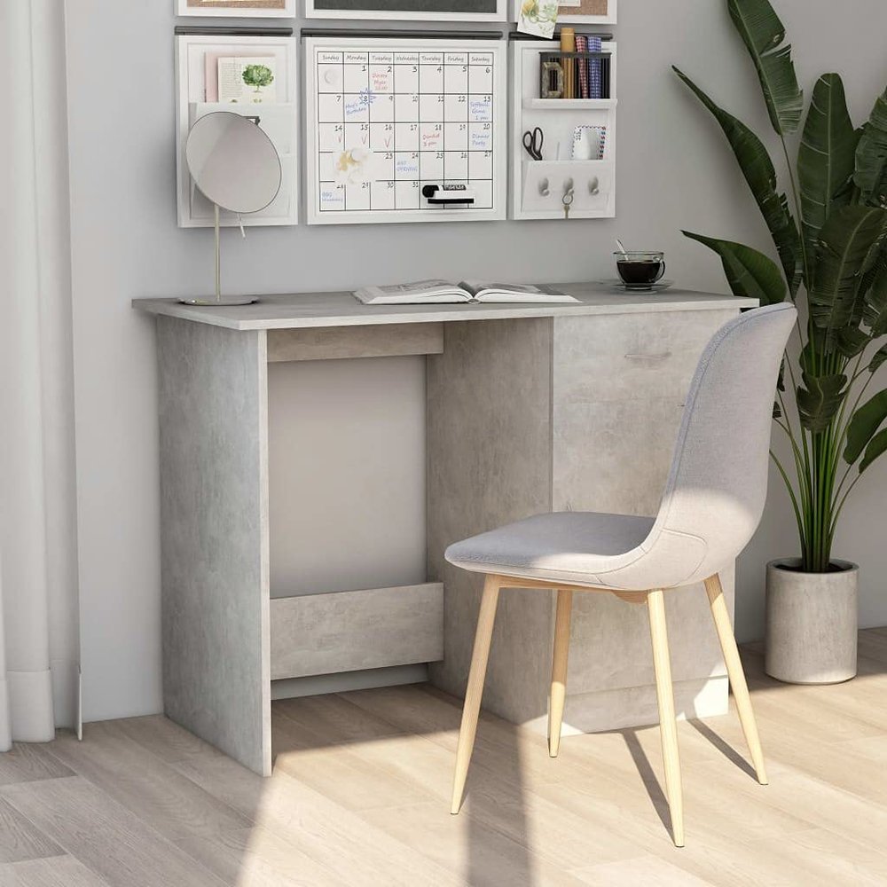 WEHUOSIF Desk Concrete Gray,Computer Desk,Writing Desk,Study Desk,Gaming Desk,Reading Tables,Makeup Tables,with a Drawer and a Door,for Office,Bedroom,Living Room, 39.4"x19.7"x29.9" Engineered Wood